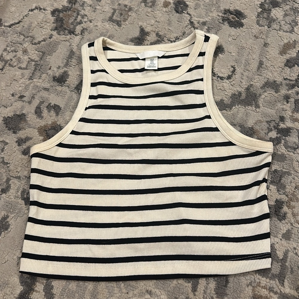 H&M Ribbed Striped Crop Top Tank - Picture 9 of 16